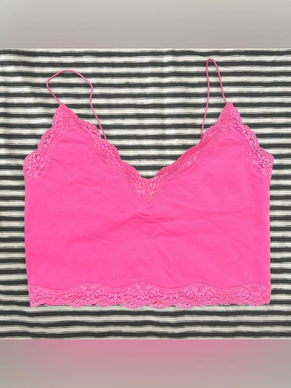 BUNDLE TANKS 3+ FOR $5 EACH // Bright Pink Lace Trim Camisole